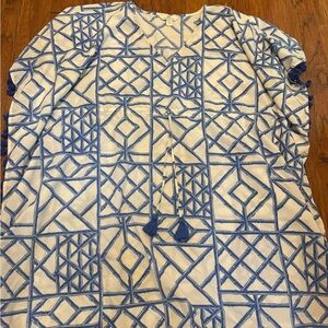 Vineyard Vines Blue and White Geometric Swim Coverup